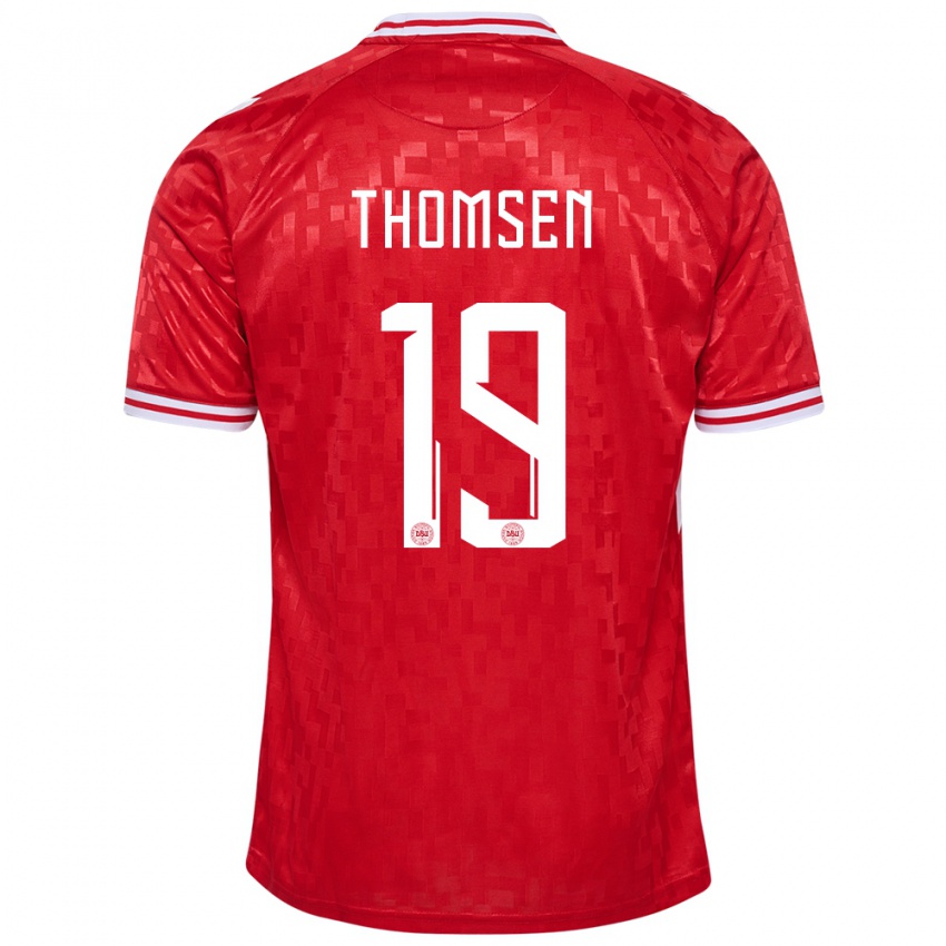 Niño Camiseta Dinamarca Janni Thomsen #19 Rojo 1ª Equipación 24-26 La Camisa Argentina