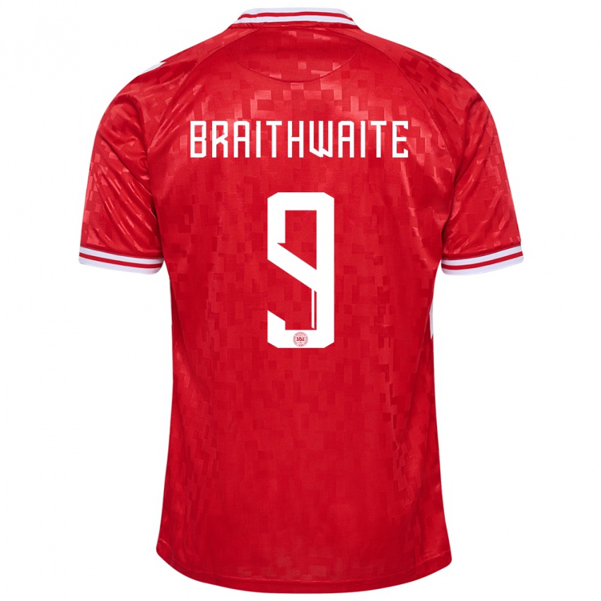 Niño Camiseta Dinamarca Martin Braithwaite #9 Rojo 1ª Equipación 24-26 La Camisa Argentina