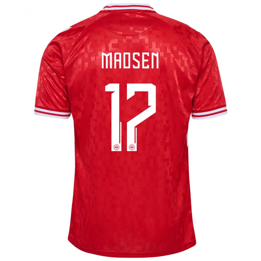 Niño Camiseta Dinamarca Nicolas Madsen #17 Rojo 1ª Equipación 24-26 La Camisa Argentina