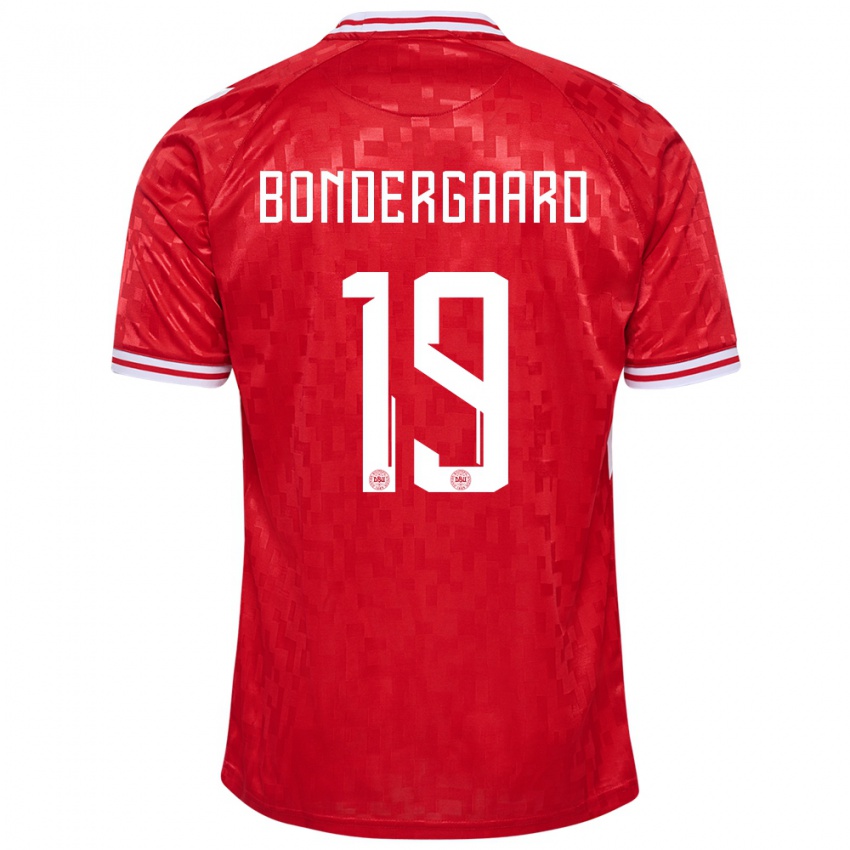 Niño Camiseta Dinamarca Asbjorn Bondergaard #19 Rojo 1ª Equipación 24-26 La Camisa Argentina