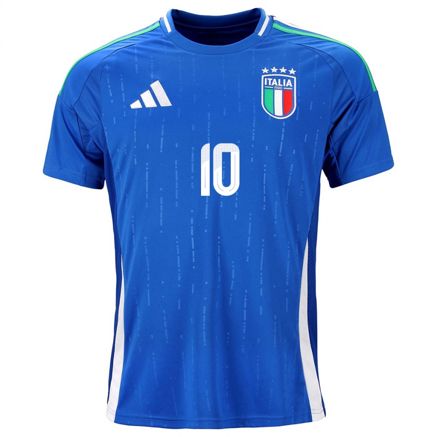 Niño Camiseta Italia Simone Pafundi #10 Azul 1ª Equipación 24-26 La Camisa Argentina