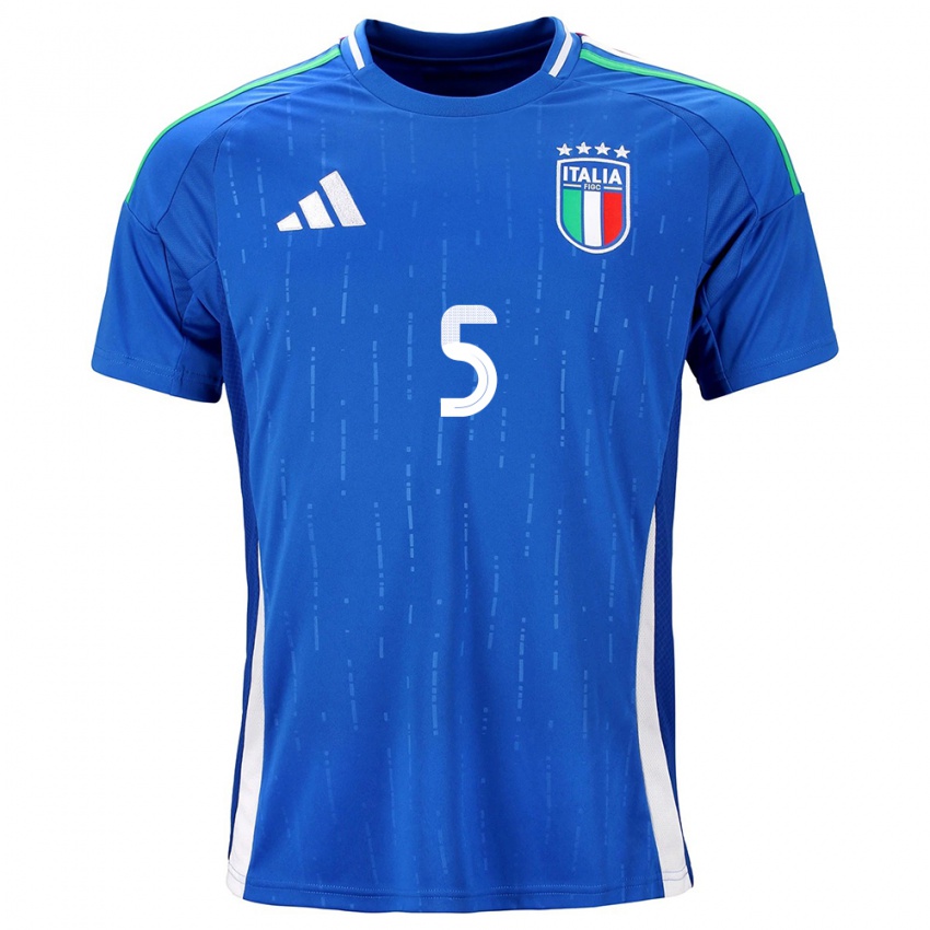 Niño Camiseta Italia Riccardo Calafiori #5 Azul 1ª Equipación 24-26 La Camisa Argentina