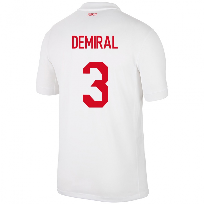 Niño Camiseta Turquía Merih Demiral #3 Blanco 1ª Equipación 24-26 La Camisa Argentina