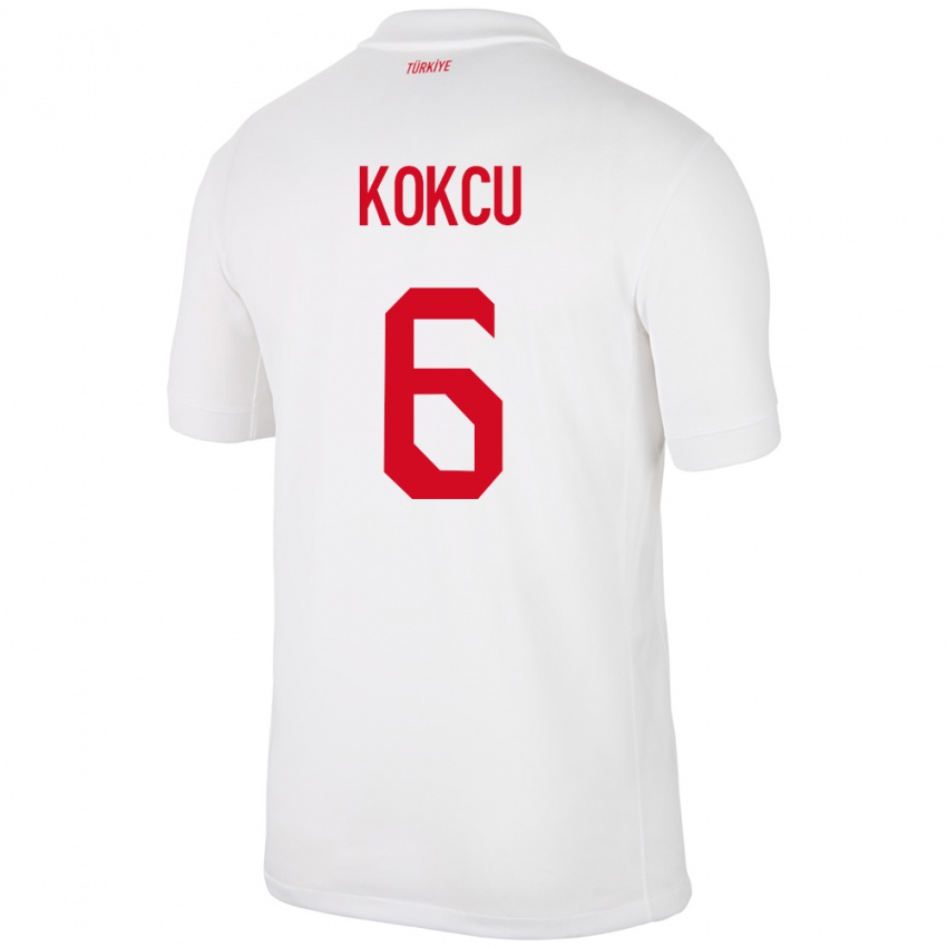 Niño Camiseta Turquía Orkun Kökçü #6 Blanco 1ª Equipación 24-26 La Camisa Argentina