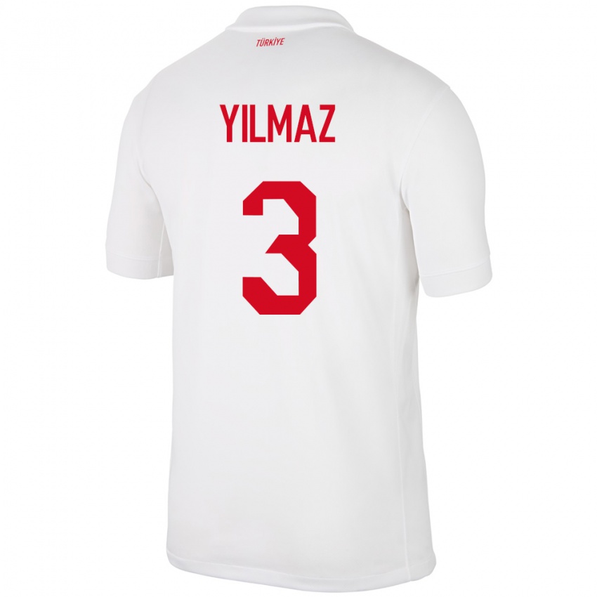 Niño Camiseta Turquía Berkay Yılmaz #3 Blanco 1ª Equipación 24-26 La Camisa Argentina