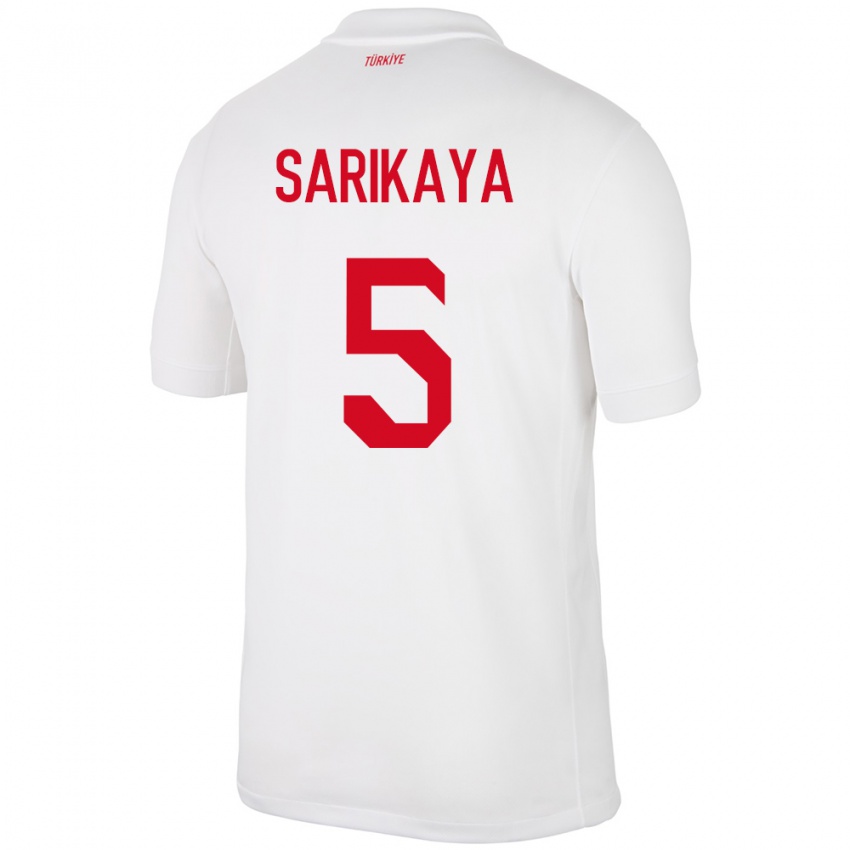 Niño Camiseta Turquía Efe Sarıkaya #5 Blanco 1ª Equipación 24-26 La Camisa Argentina