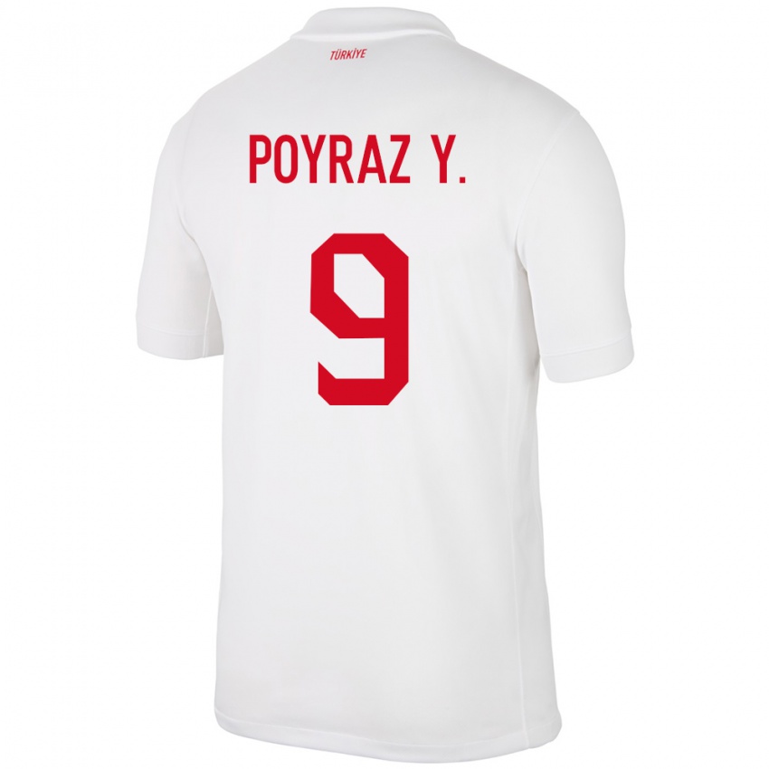 Niño Camiseta Turquía Poyraz Yıldırım #9 Blanco 1ª Equipación 24-26 La Camisa Argentina