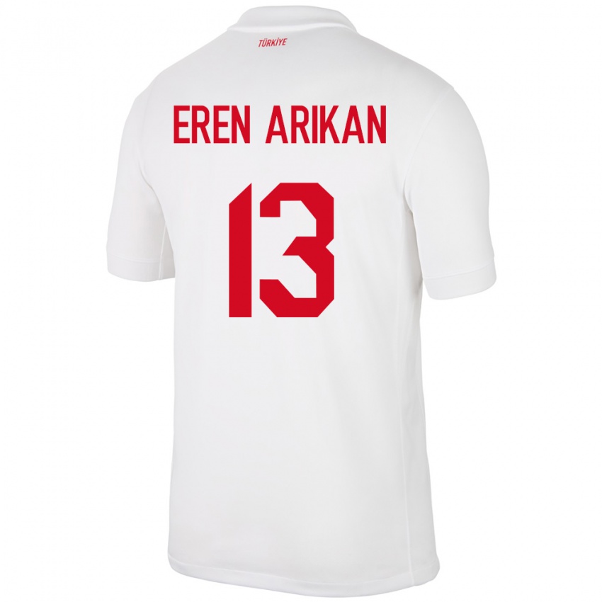 Niño Camiseta Turquía Muhammed Eren Arıkan #13 Blanco 1ª Equipación 24-26 La Camisa Argentina