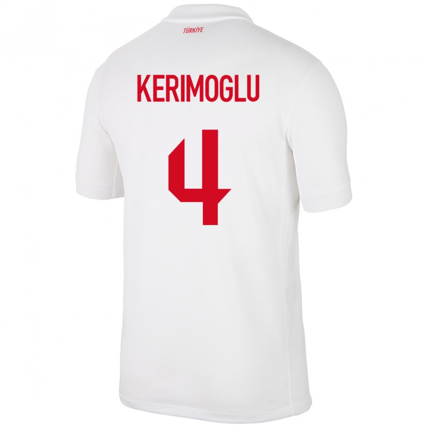 Niño Camiseta Turquía Zeynap Kerimoğlu #4 Blanco 1ª Equipación 24-26 La Camisa Argentina