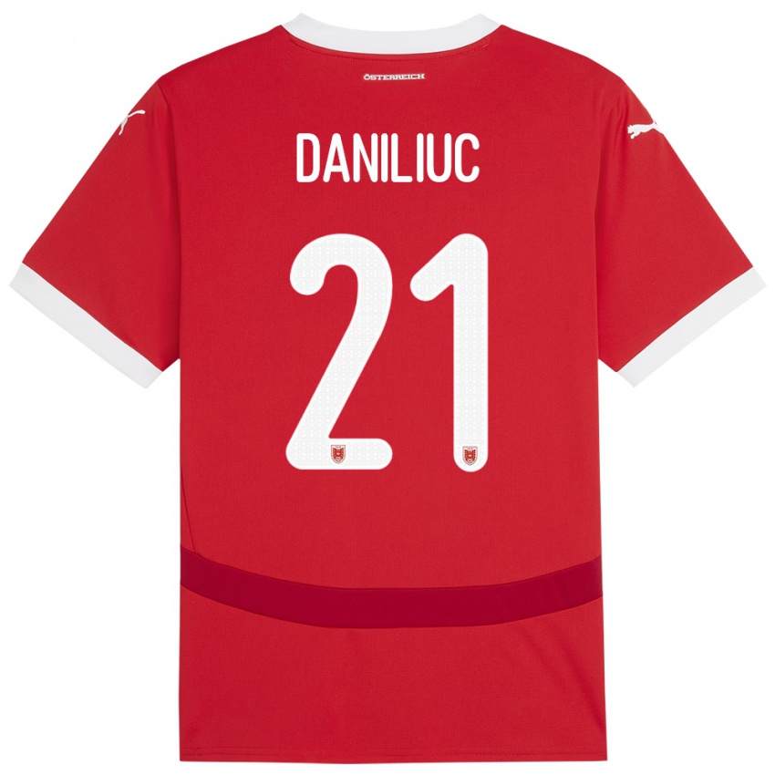 Niño Camiseta Austria Flavius Daniliuc #21 Rojo 1ª Equipación 24-26 La Camisa Argentina