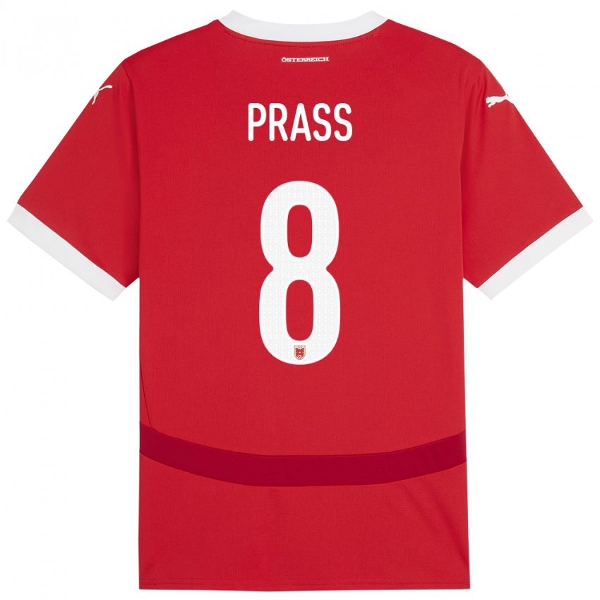 Niño Camiseta Austria Alexander Prass #8 Rojo 1ª Equipación 24-26 La Camisa Argentina