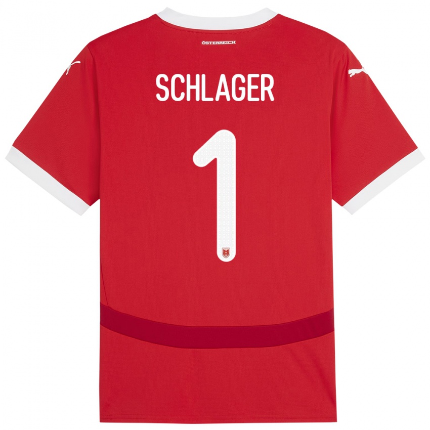 Niño Camiseta Austria Alexander Schlager #1 Rojo 1ª Equipación 24-26 La Camisa Argentina