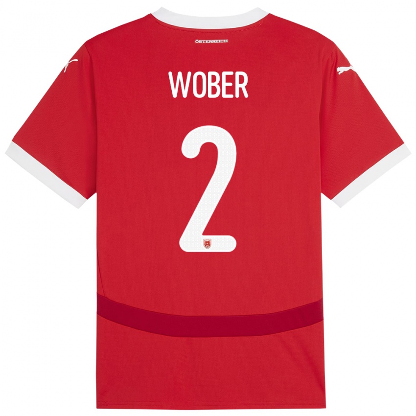 Niño Camiseta Austria Maximilian Wöber #2 Rojo 1ª Equipación 24-26 La Camisa Argentina