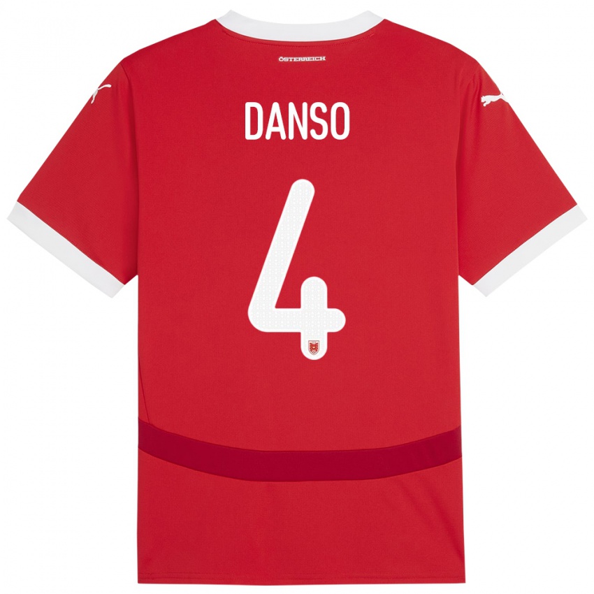 Niño Camiseta Austria Kevin Danso #4 Rojo 1ª Equipación 24-26 La Camisa Argentina