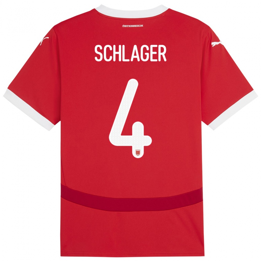 Niño Camiseta Austria Xaver Schlager #4 Rojo 1ª Equipación 24-26 La Camisa Argentina