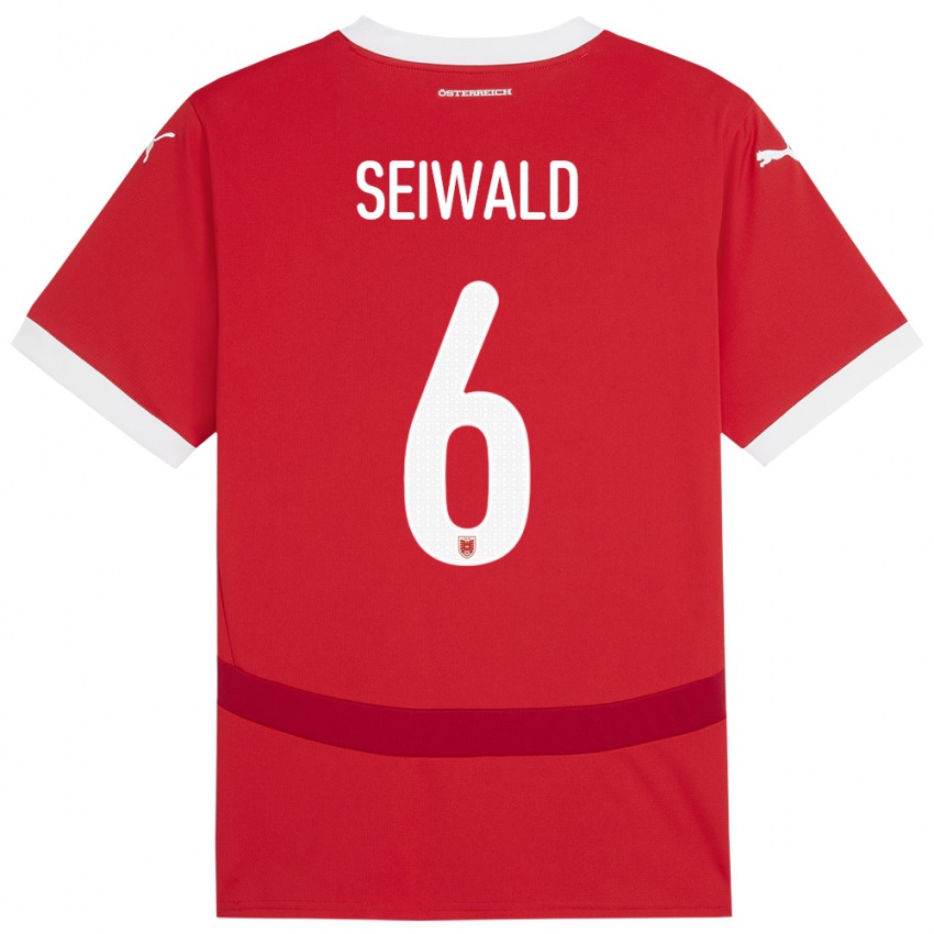 Niño Camiseta Austria Nicolas Seiwald #6 Rojo 1ª Equipación 24-26 La Camisa Argentina