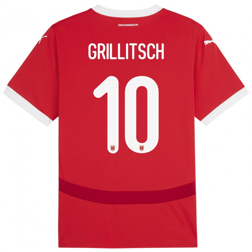 Niño Camiseta Austria Florian Grillitsch #10 Rojo 1ª Equipación 24-26 La Camisa Argentina