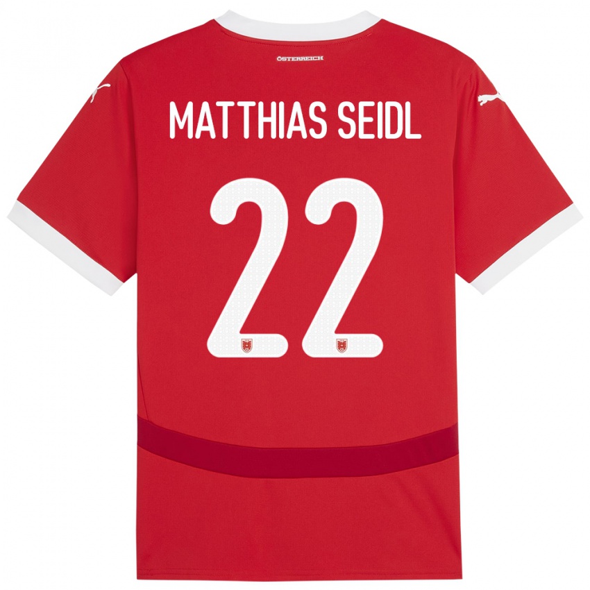 Niño Camiseta Austria Matthias Seidl #22 Rojo 1ª Equipación 24-26 La Camisa Argentina