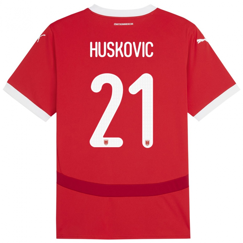 Niño Camiseta Austria Muharem Huskovic #21 Rojo 1ª Equipación 24-26 La Camisa Argentina