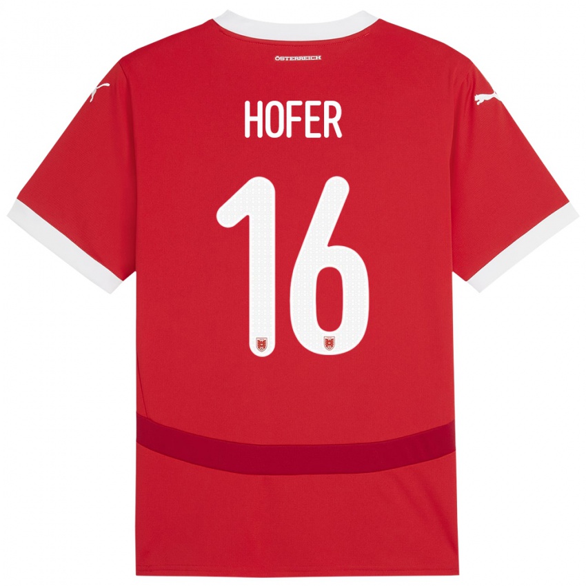 Niño Camiseta Austria Raphael Hofer #16 Rojo 1ª Equipación 24-26 La Camisa Argentina