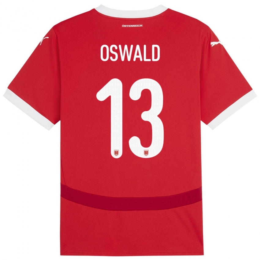 Niño Camiseta Austria Moritz Oswald #13 Rojo 1ª Equipación 24-26 La Camisa Argentina