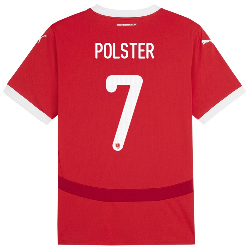 Niño Camiseta Austria Manuel Polster #7 Rojo 1ª Equipación 24-26 La Camisa Argentina