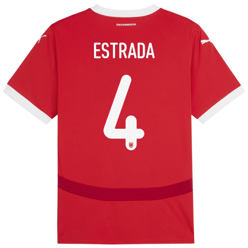 Niño Camiseta Austria Pascal Estrada #4 Rojo 1ª Equipación 24-26 La Camisa Argentina