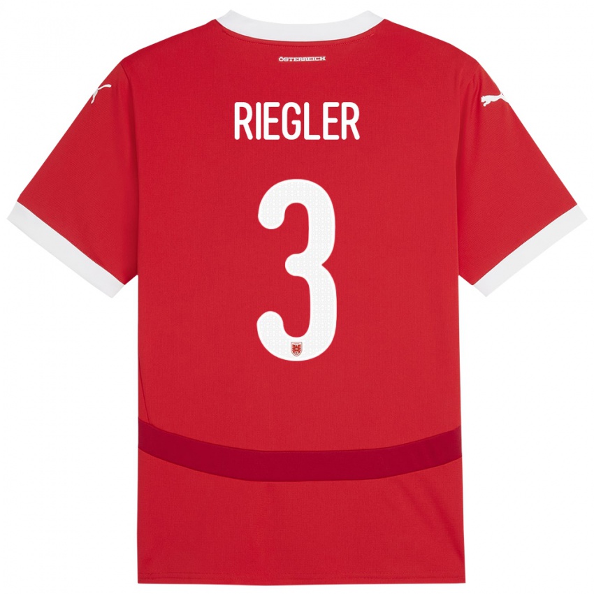 Niño Camiseta Austria David Riegler #3 Rojo 1ª Equipación 24-26 La Camisa Argentina