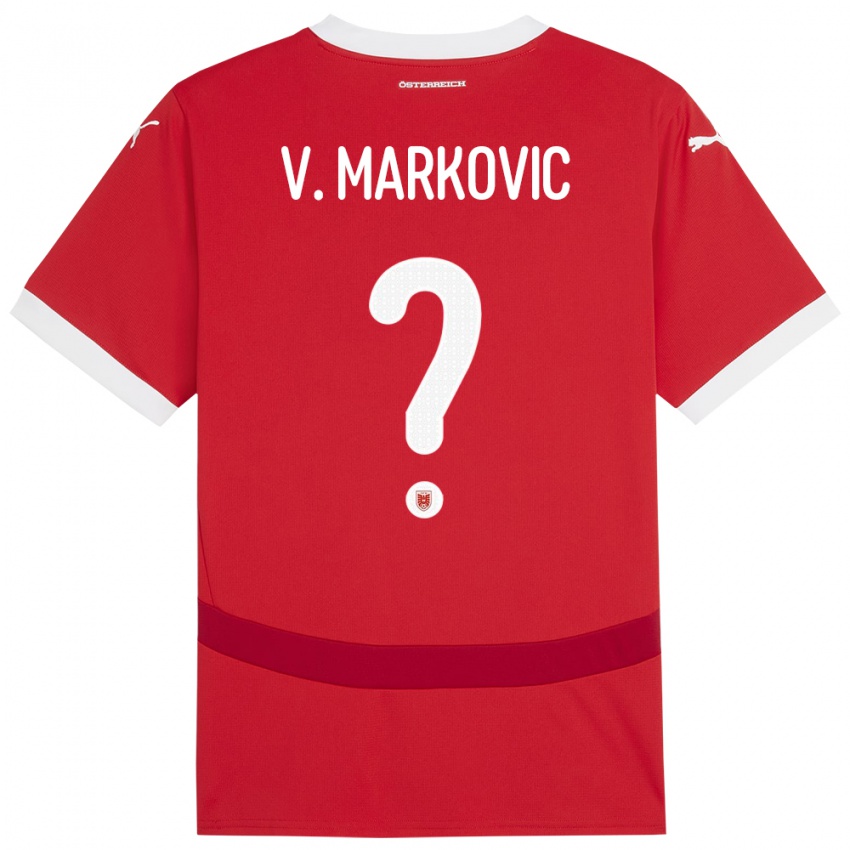 Niño Camiseta Austria Vasilije Markovic #0 Rojo 1ª Equipación 24-26 La Camisa Argentina