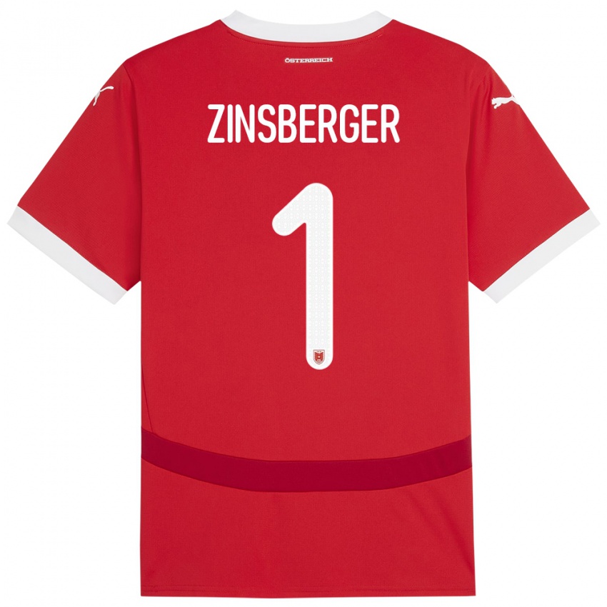 Niño Camiseta Austria Manuela Zinsberger #1 Rojo 1ª Equipación 24-26 La Camisa Argentina