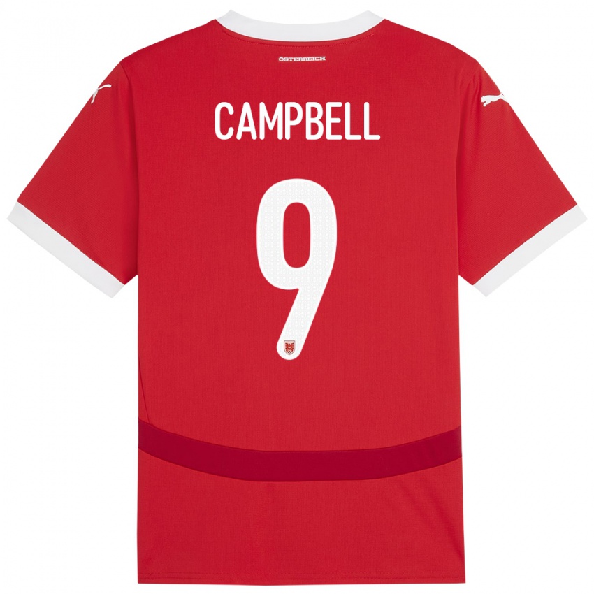 Niño Camiseta Austria Eileen Campbell #9 Rojo 1ª Equipación 24-26 La Camisa Argentina