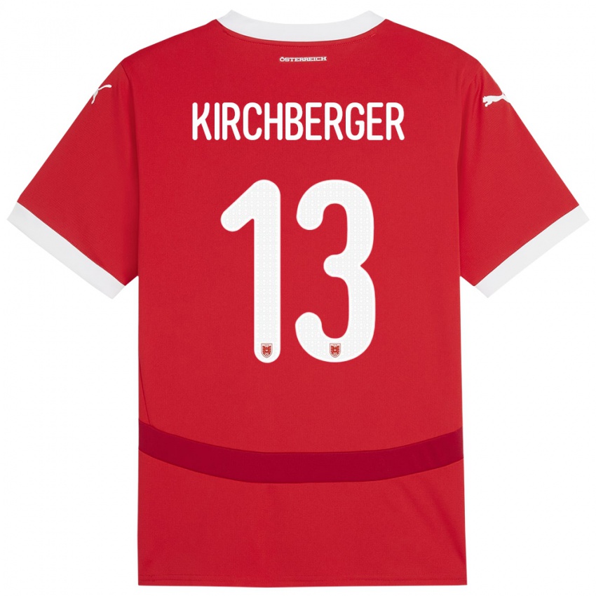 Niño Camiseta Austria Virginia Kirchberger #13 Rojo 1ª Equipación 24-26 La Camisa Argentina