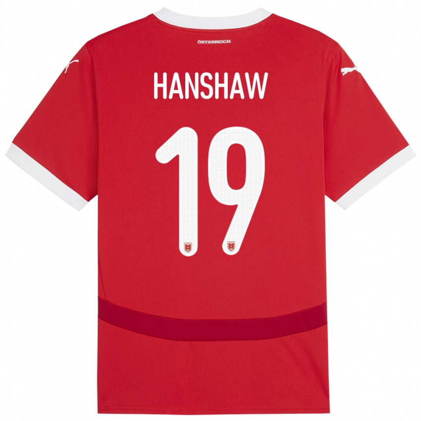 Niño Camiseta Austria Verena Hanshaw #19 Rojo 1ª Equipación 24-26 La Camisa Argentina