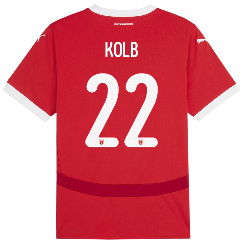 Niño Camiseta Austria Lisa Kolb #22 Rojo 1ª Equipación 24-26 La Camisa Argentina