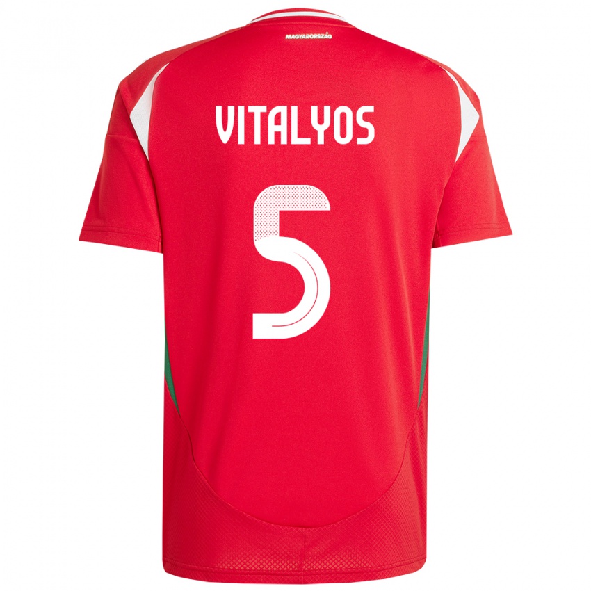 Niño Camiseta Hungría Viktor Vitályos #5 Rojo 1ª Equipación 24-26 La Camisa Argentina