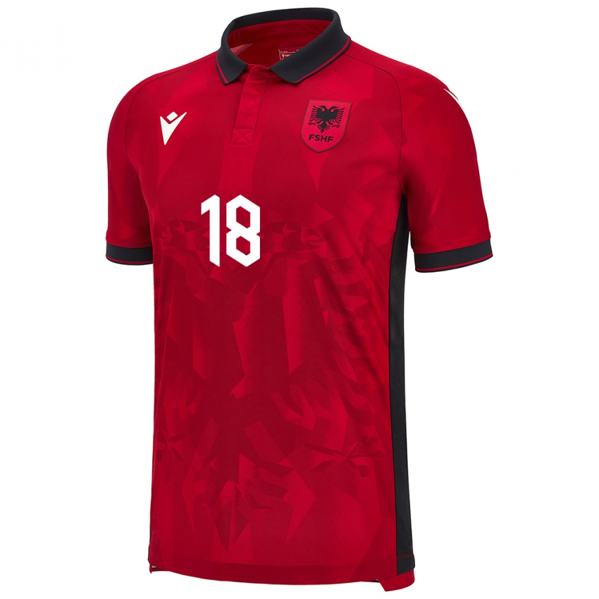 Niño Camiseta Albania Klea Hamonikaj #18 Rojo 1ª Equipación 24-26 La Camisa Argentina