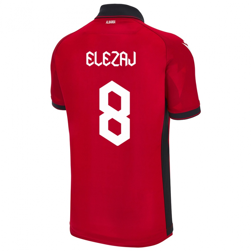 Niño Camiseta Albania Endrina Elezaj #8 Rojo 1ª Equipación 24-26 La Camisa Argentina