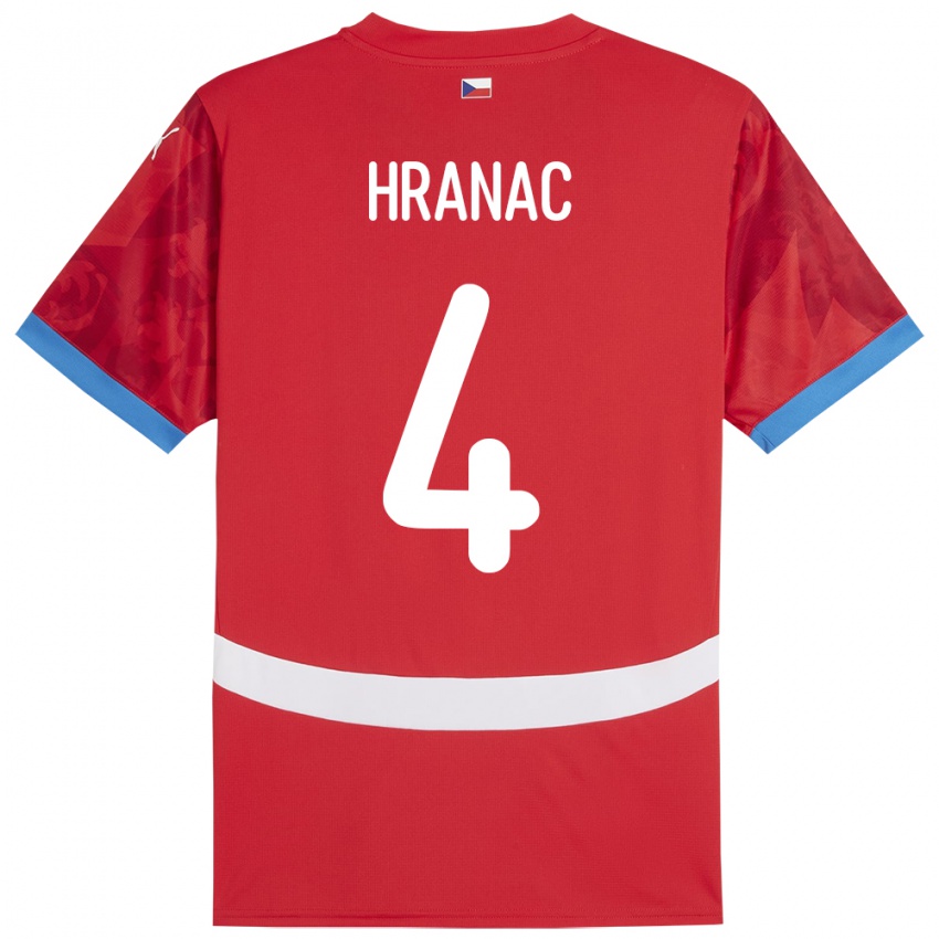 Niño Camiseta Chequia Robin Hranac #4 Rojo 1ª Equipación 24-26 La Camisa Argentina