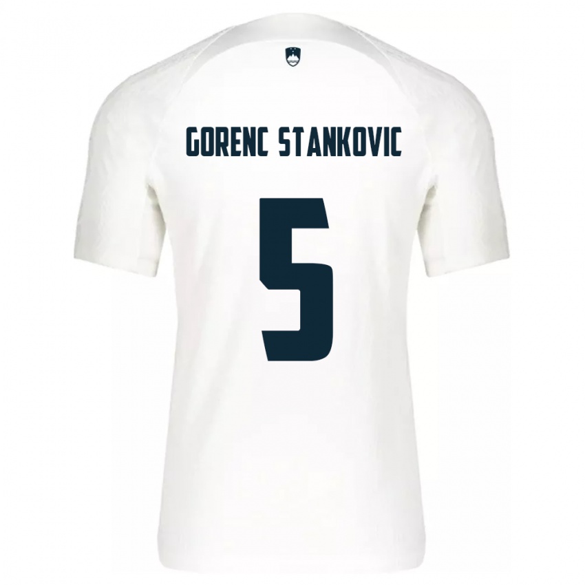 Niño Camiseta Eslovenia Jon Gorenc Stankovic #5 Blanco 1ª Equipación 24-26 La Camisa Argentina