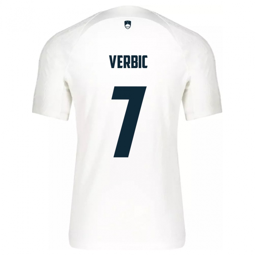 Niño Camiseta Eslovenia Benjamin Verbic #7 Blanco 1ª Equipación 24-26 La Camisa Argentina