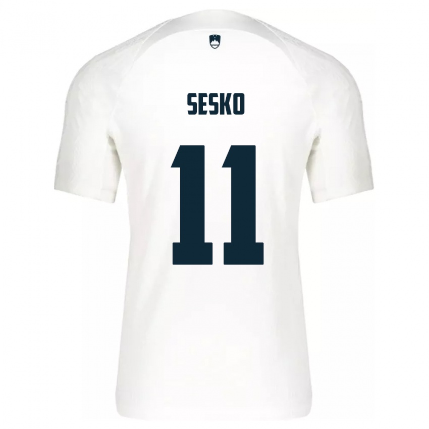 Niño Camiseta Eslovenia Benjamin Sesko #11 Blanco 1ª Equipación 24-26 La Camisa Argentina