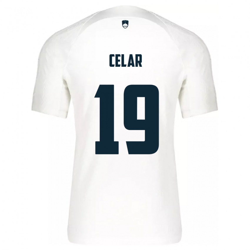 Niño Camiseta Eslovenia Zan Celar #19 Blanco 1ª Equipación 24-26 La Camisa Argentina