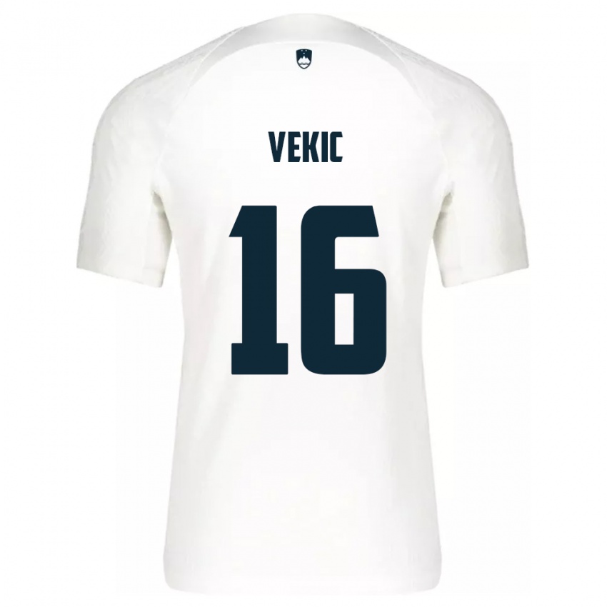 Niño Camiseta Eslovenia Igor Vekic #16 Blanco 1ª Equipación 24-26 La Camisa Argentina