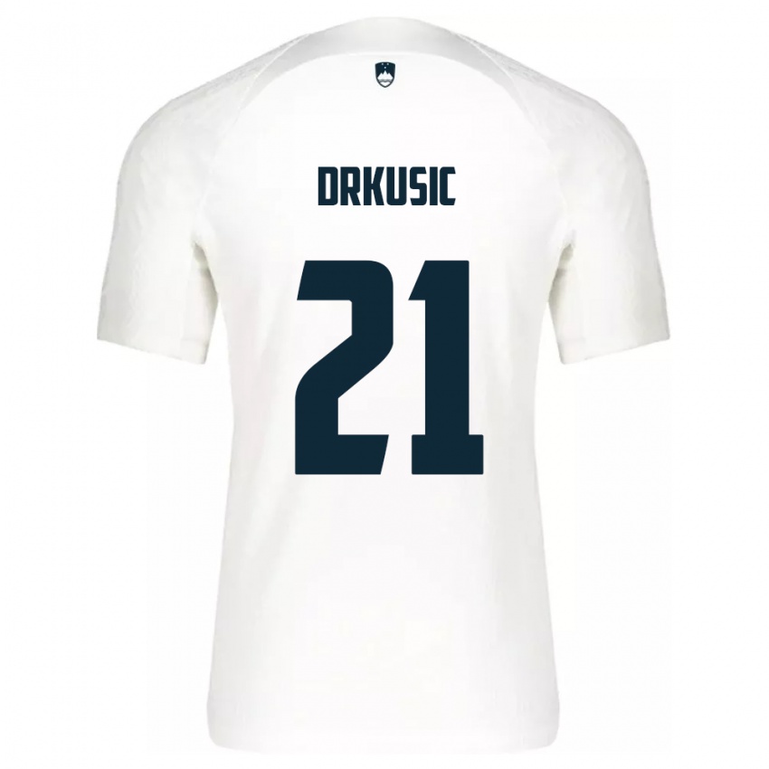 Niño Camiseta Eslovenia Vanja Drkusic #21 Blanco 1ª Equipación 24-26 La Camisa Argentina