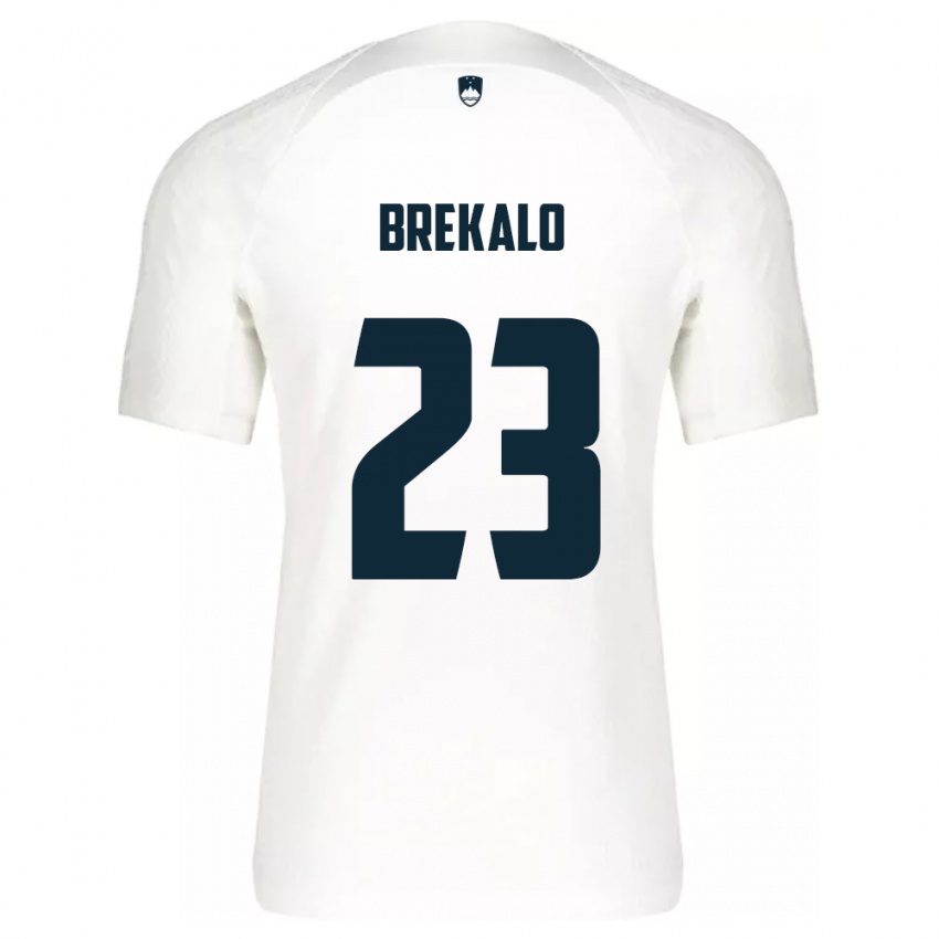 Niño Camiseta Eslovenia David Brekalo #23 Blanco 1ª Equipación 24-26 La Camisa Argentina