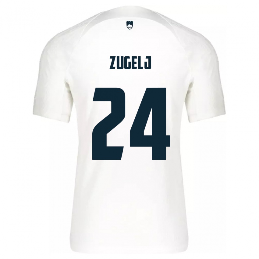 Niño Camiseta Eslovenia Nino Zugelj #24 Blanco 1ª Equipación 24-26 La Camisa Argentina