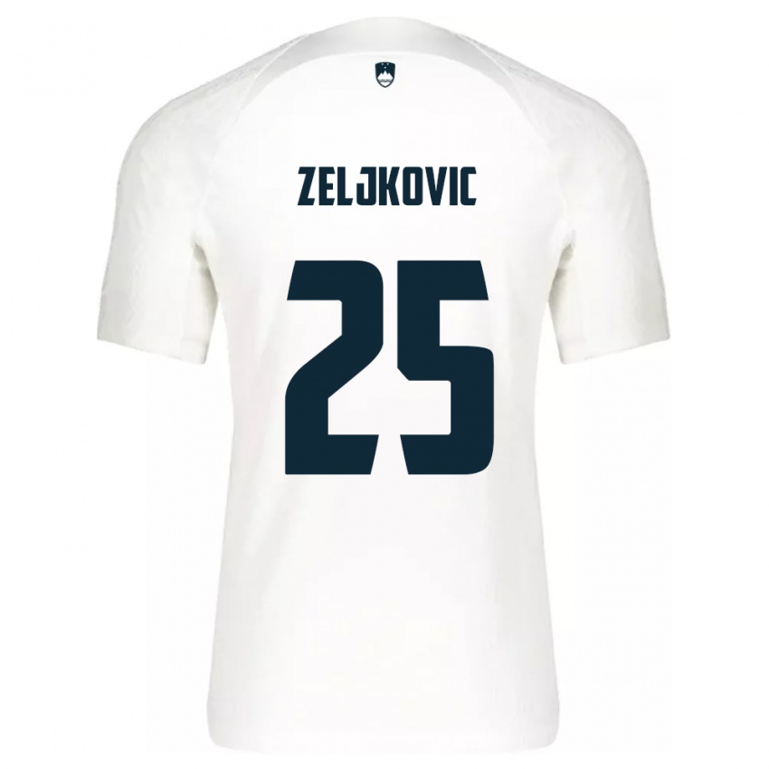 Niño Camiseta Eslovenia Adrian Zeljkovic #25 Blanco 1ª Equipación 24-26 La Camisa Argentina