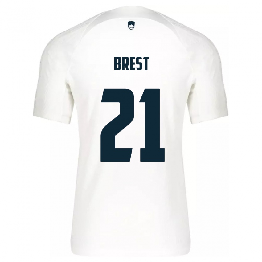 Niño Camiseta Eslovenia Marko Brest #21 Blanco 1ª Equipación 24-26 La Camisa Argentina