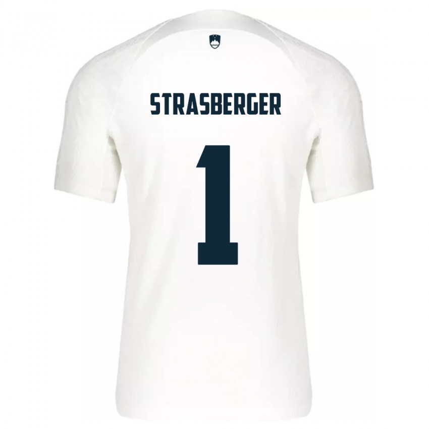 Niño Camiseta Eslovenia Tim Strasberger #1 Blanco 1ª Equipación 24-26 La Camisa Argentina