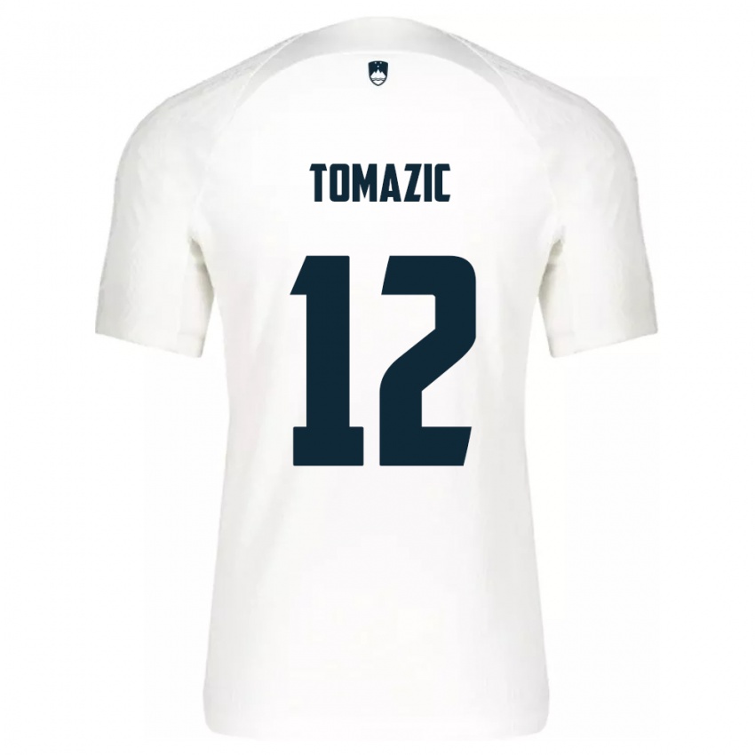 Niño Camiseta Eslovenia Lukas Tomazic #12 Blanco 1ª Equipación 24-26 La Camisa Argentina